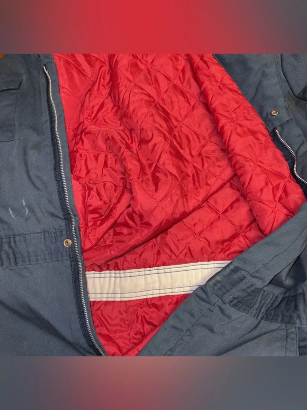 Vintage‎ Dickies Insulated Coveralls Navy Talon Zipper Quilted Lined Thrashed XL
